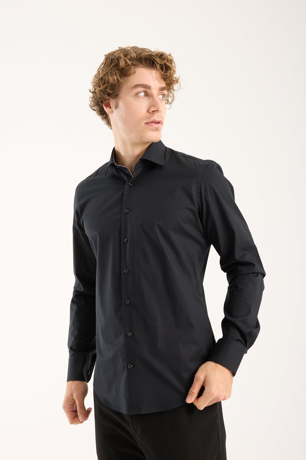 Chemise Homme Firenze Sport Popelin Stretch Noir
