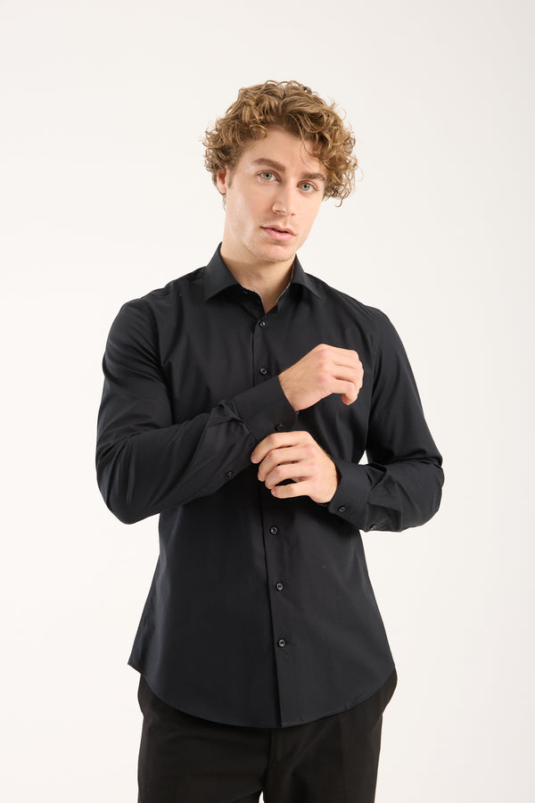 Chemise Homme Firenze Sport Popelin Stretch Noir