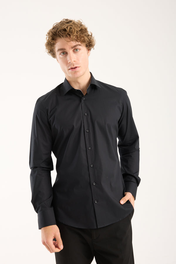 Chemise Homme Firenze Sport Popelin Stretch Noir