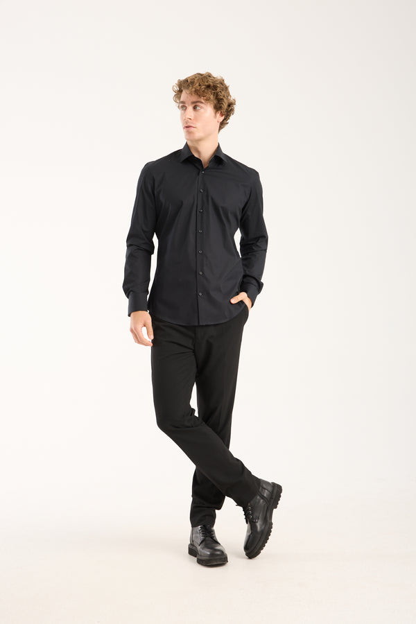 Chemise Homme Firenze Sport Popelin Stretch Noir