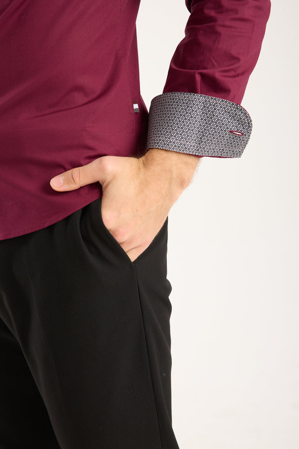 Chemise Homme Firenze Sport Popelin Stretch Rouge