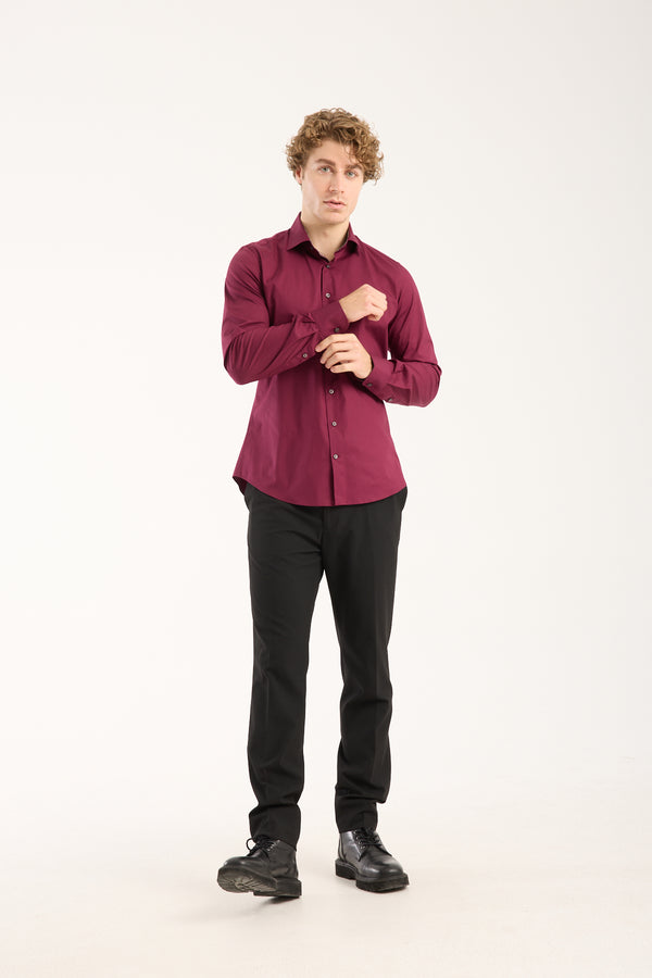 Chemise Homme Firenze Sport Popelin Stretch Rouge