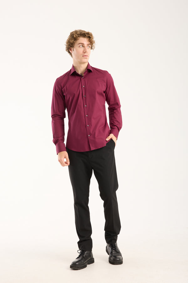 Chemise Homme Firenze Sport Popelin Stretch Rouge