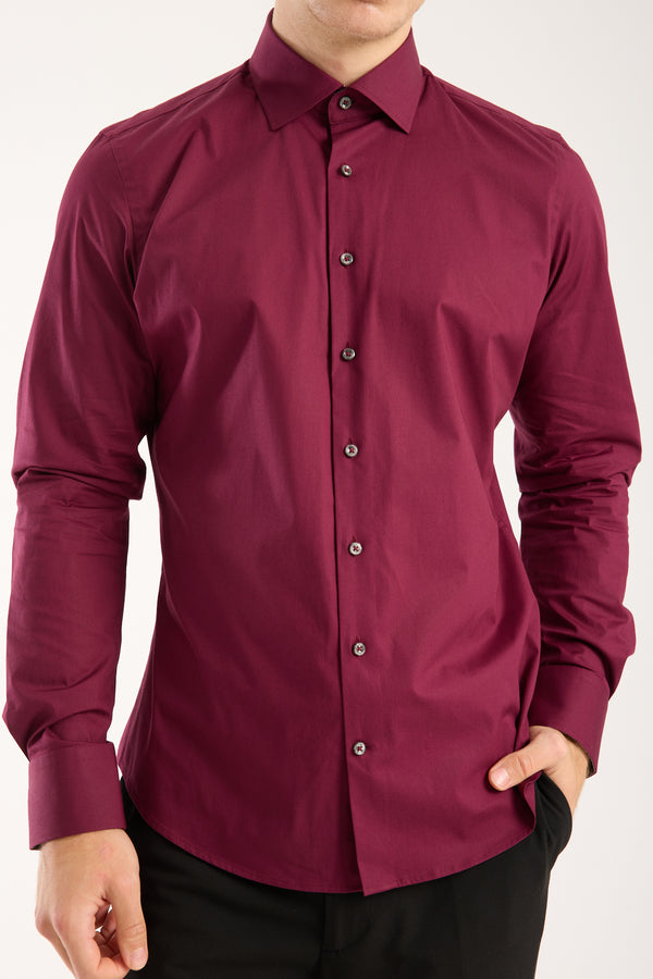 Chemise Homme Firenze Sport Popelin Stretch Rouge