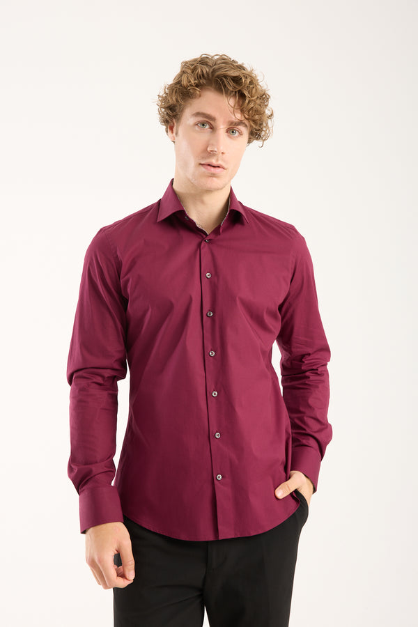 Chemise Homme Firenze Sport Popelin Stretch Rouge