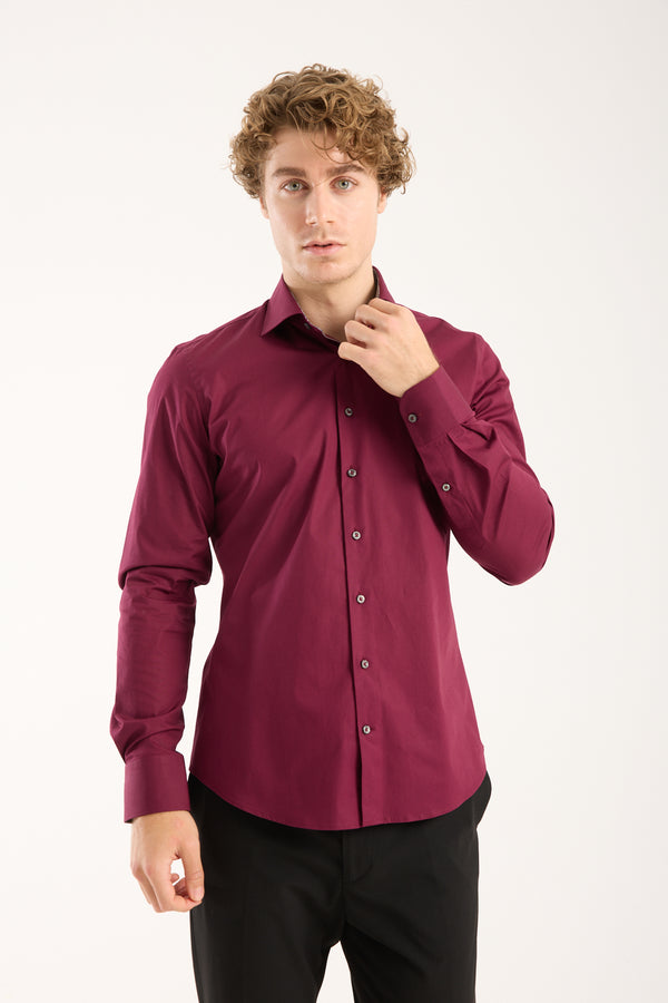 Chemise Homme Firenze Sport Popelin Stretch Rouge