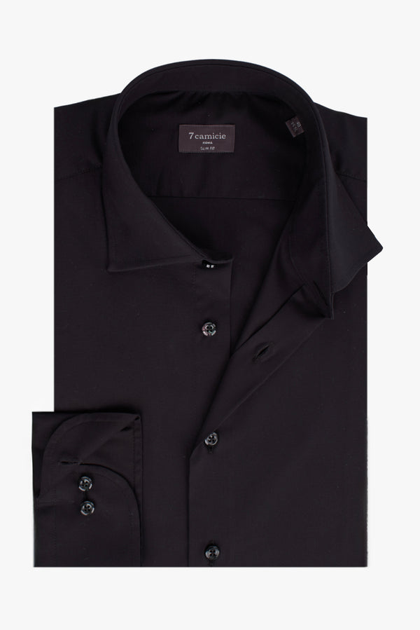 Firenze Essentials Poplin Stretch Man Shirt Black