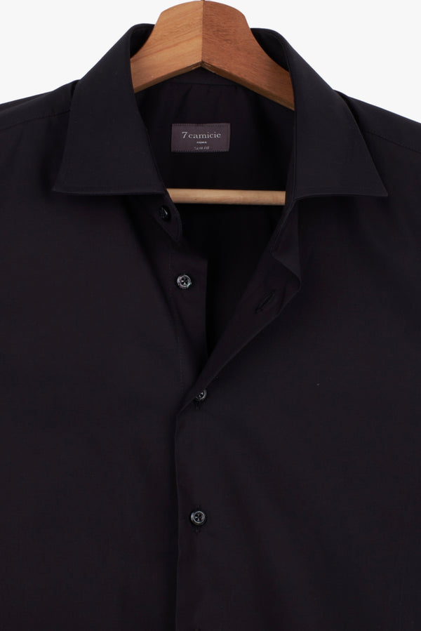 Firenze Essentials Poplin Stretch Man Shirt Black