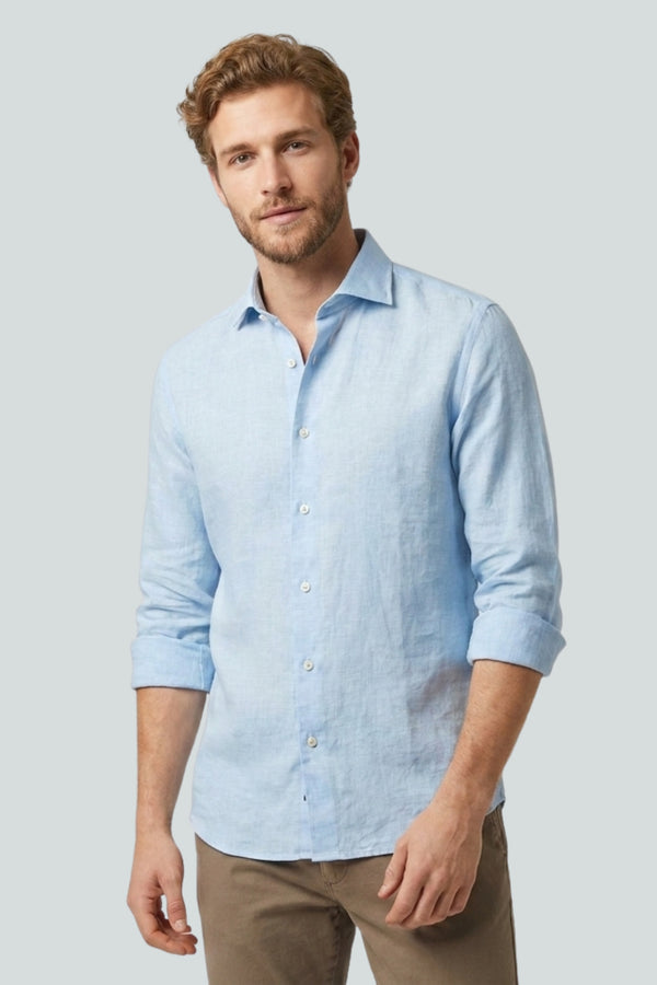 Firenze Essential Herren Hemd Leinen Hellblau