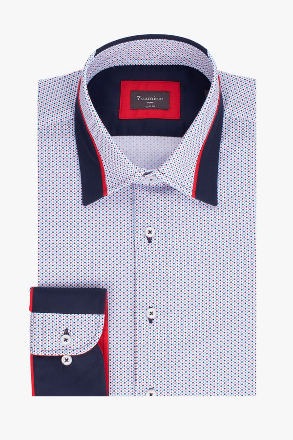 Camisa Hombre Sport Popelin Blanco Rojo