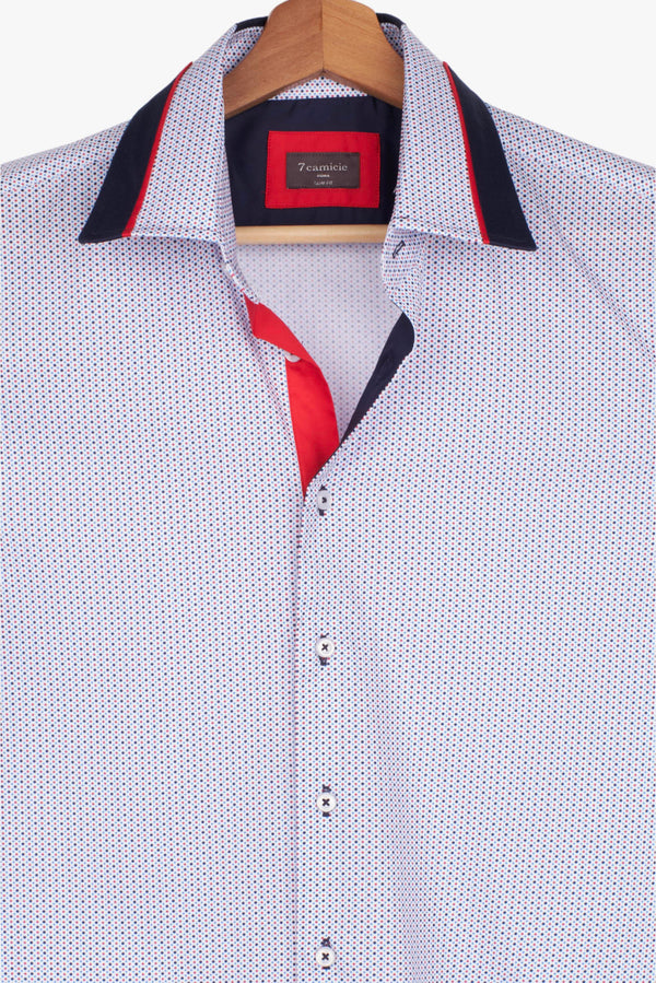 Camisa Hombre Sport Popelin Blanco Rojo