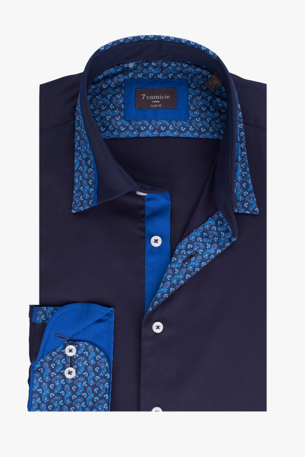 Camicia Uomo Sport Satin Blu