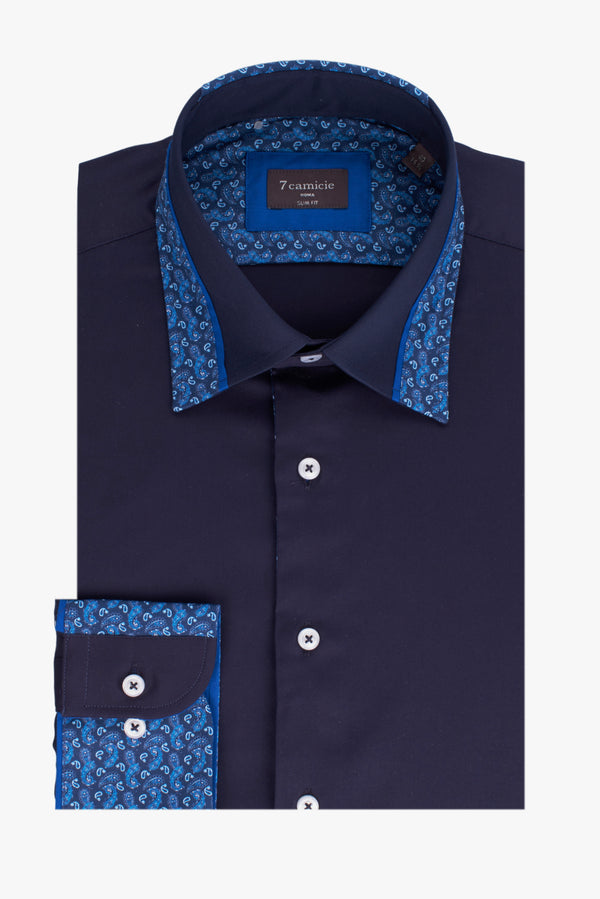 Camicia Uomo Sport Satin Blu