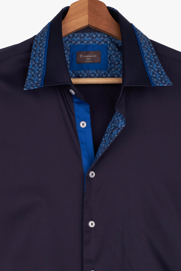 Camicia Uomo Sport Satin Blu