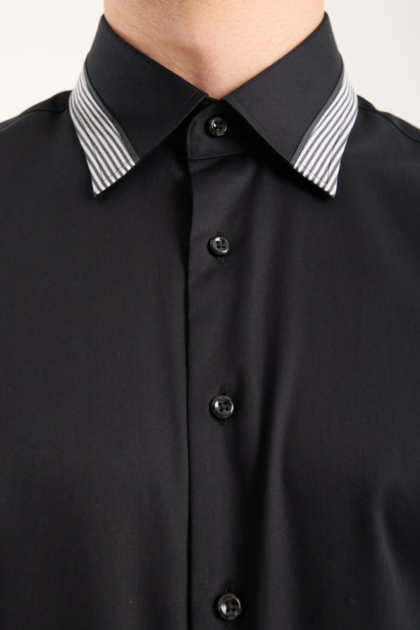 Chemise Homme Sport Satin Noir