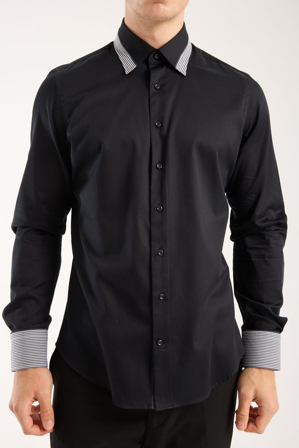 Chemise Homme Sport Satin Noir