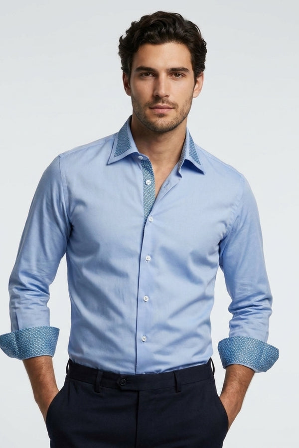 Sport Satin Man Shirt Light Blue