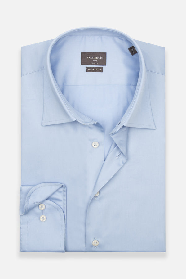 Camicia Uomo Romeo Essential Satin Celeste