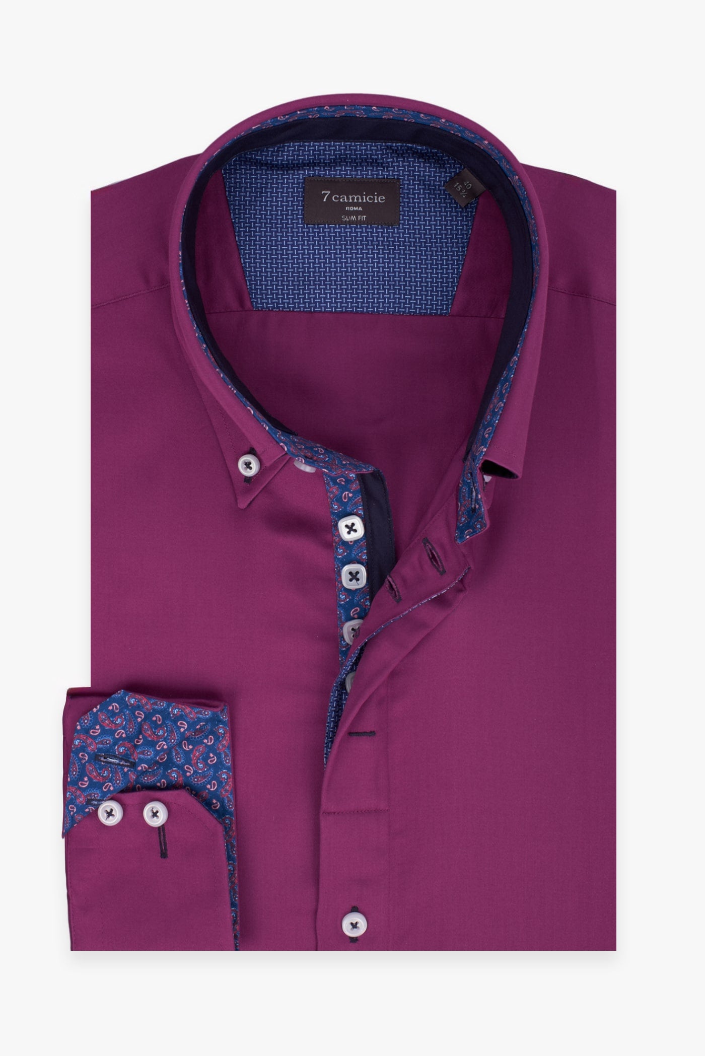 Camicia Uomo Roma Iconic Satin Viola – Camicie - Main Image