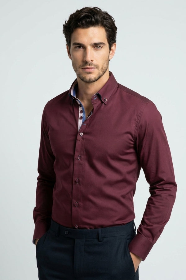 Camisa Hombre Roma Iconic Satin Rojo