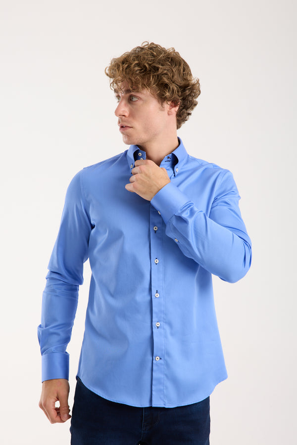 Camisa Hombre Roma Iconic Satin Azul Claro