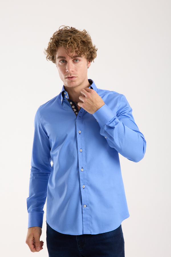 Camisa Hombre Roma Iconic Satin Azul Claro