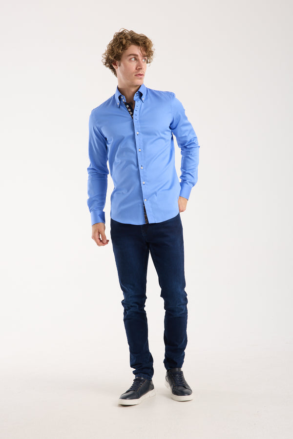 Camisa Hombre Roma Iconic Satin Azul Claro