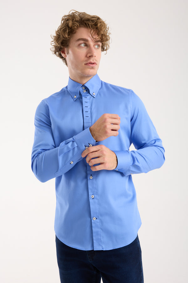 Camisa Hombre Roma Iconic Satin Azul Claro