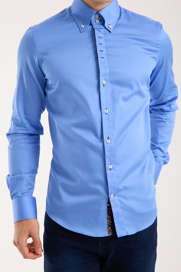 Camisa Hombre Roma Iconic Satin Azul Claro