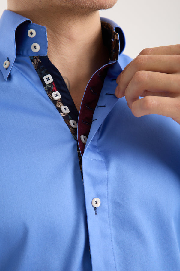 Camisa Hombre Roma Iconic Satin Azul Claro