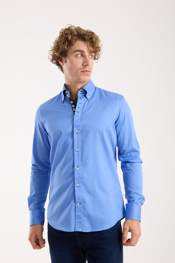 Camisa Hombre Roma Iconic Satin Azul Claro