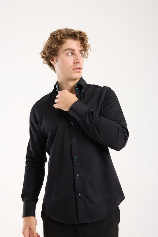 Camicia Uomo Roma Iconic Satin Nero