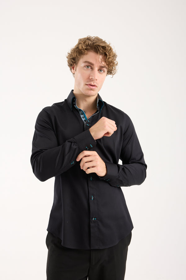 Camicia Uomo Roma Iconic Satin Nero