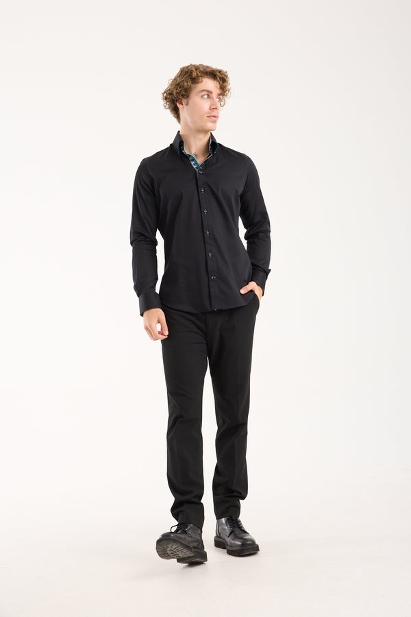 Camicia Uomo Roma Iconic Satin Nero
