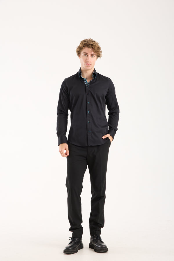 Camicia Uomo Roma Iconic Satin Nero