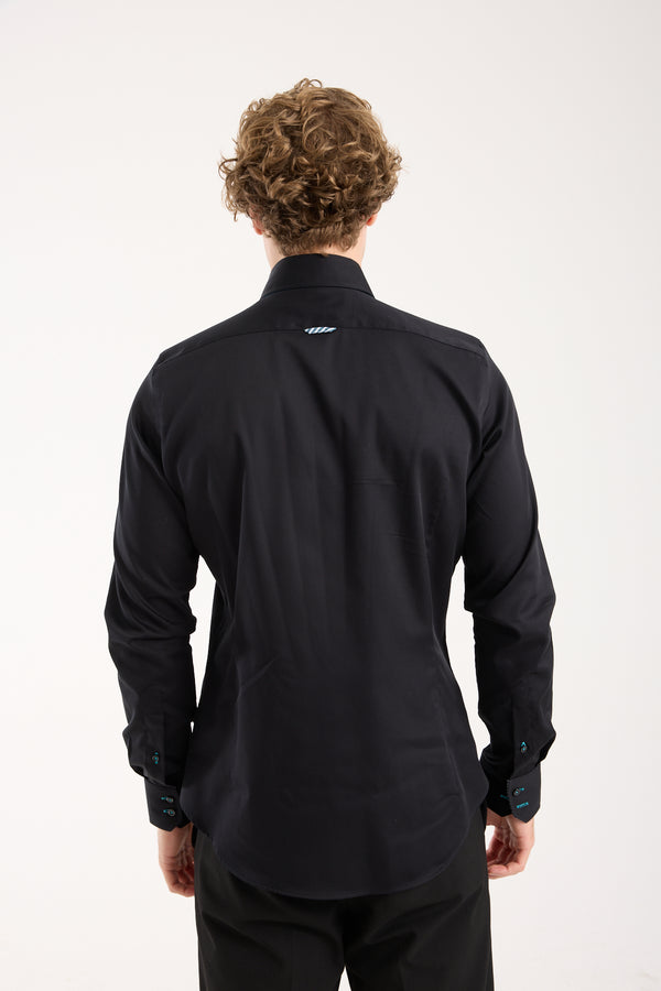 Camicia Uomo Roma Iconic Satin Nero