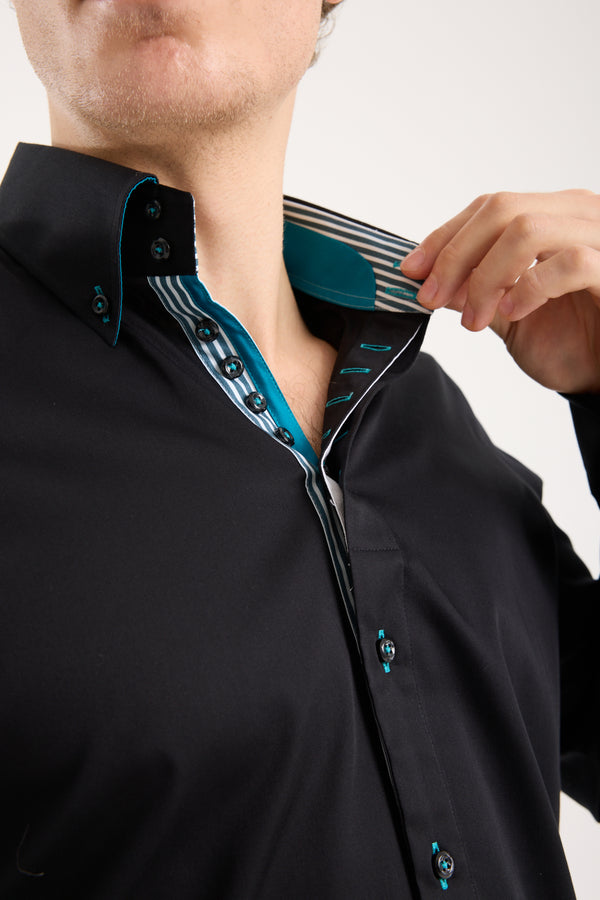 Camicia Uomo Roma Iconic Satin Nero