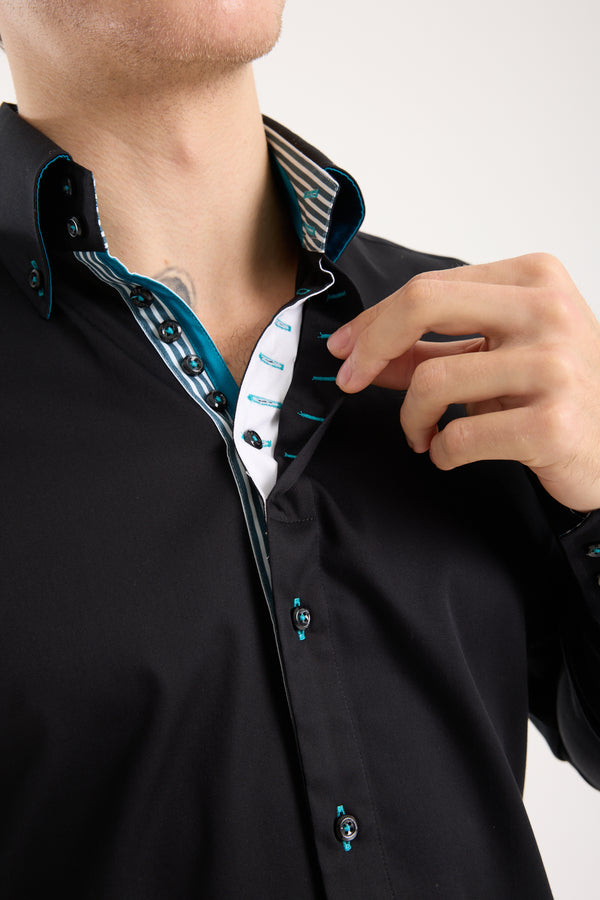 Camicia Uomo Roma Iconic Satin Nero