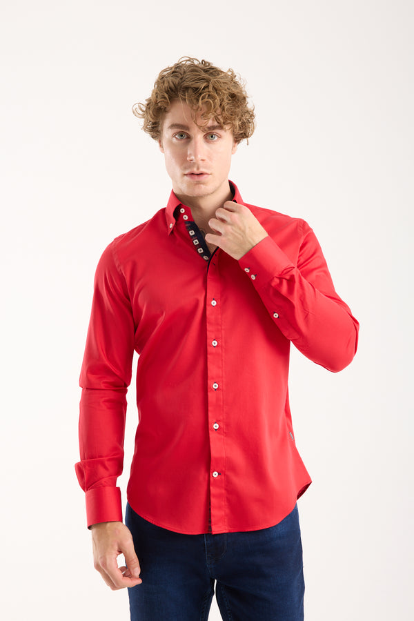 Camisa Hombre Roma Iconic Satin Rojo