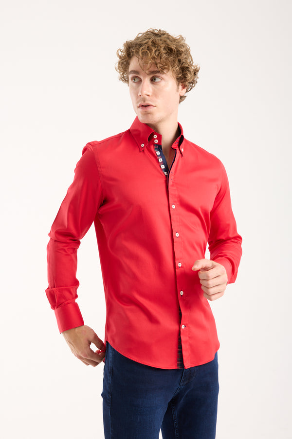 Camisa Hombre Roma Iconic Satin Rojo