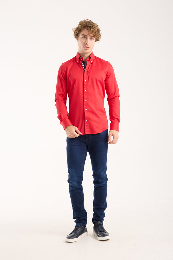 Camisa Hombre Roma Iconic Satin Rojo
