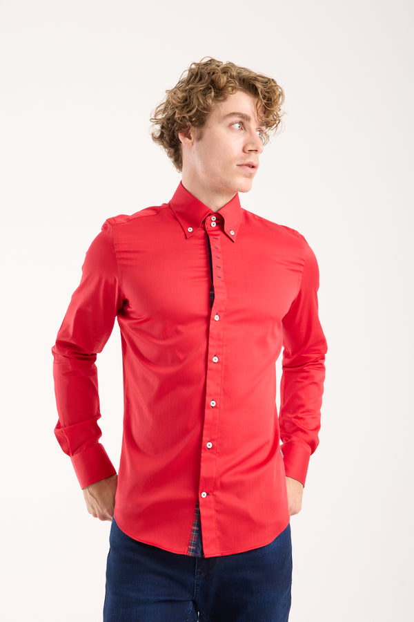 Camisa Hombre Roma Iconic Satin Rojo