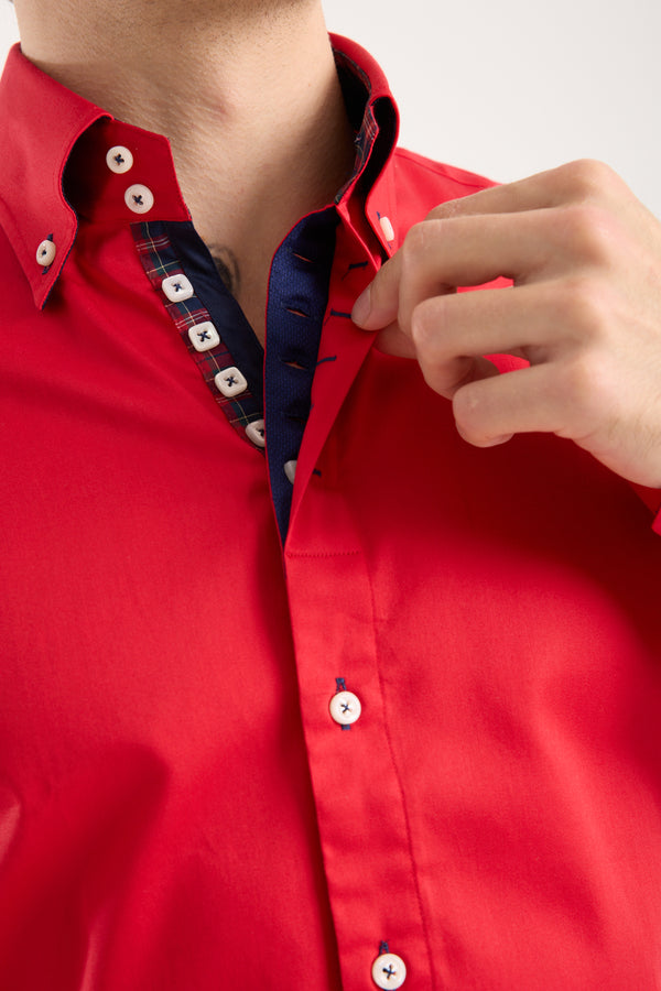 Camisa Hombre Roma Iconic Satin Rojo