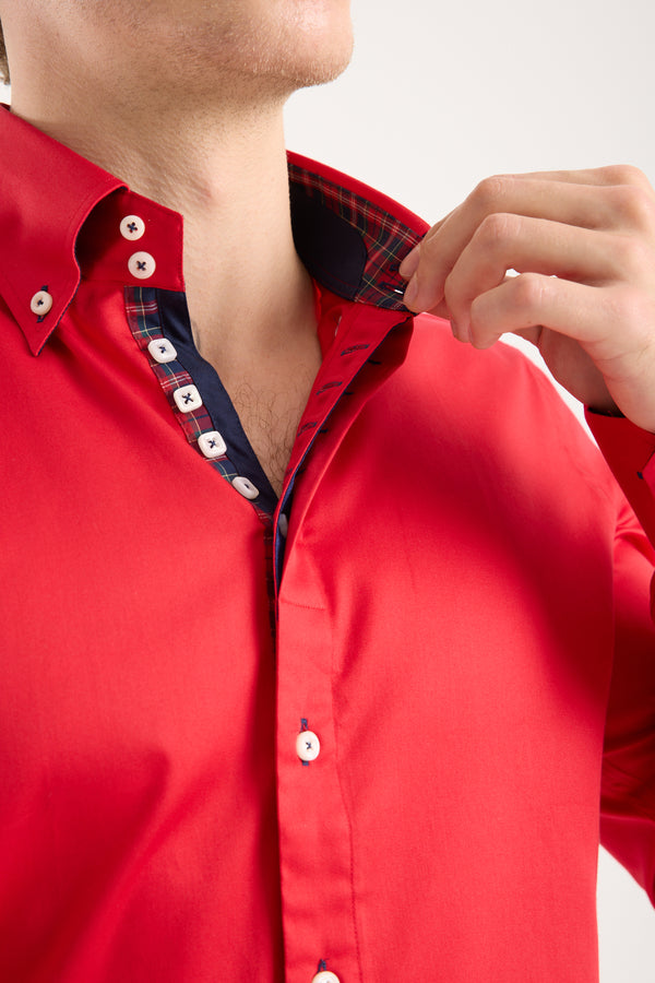 Camisa Hombre Roma Iconic Satin Rojo