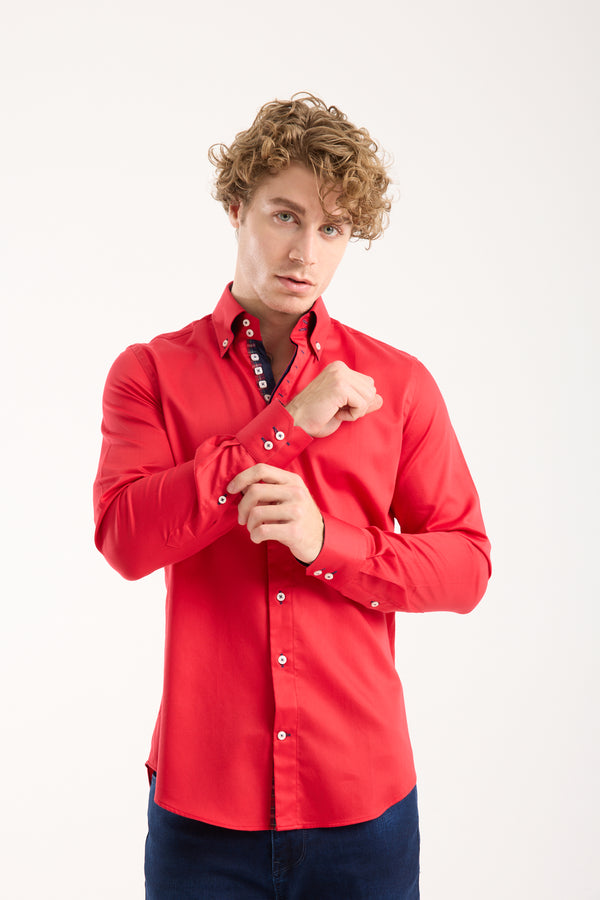 Camisa Hombre Roma Iconic Satin Rojo
