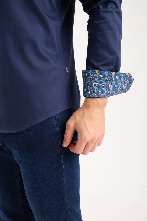 Roma Iconic Satin Man Shirt Blue