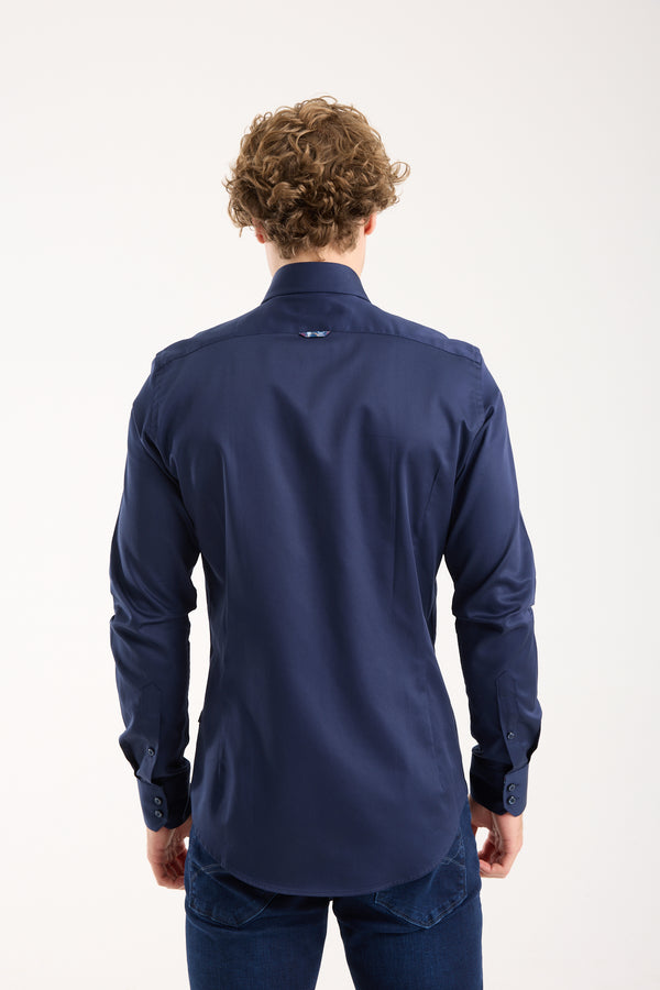 Roma Iconic Satin Man Shirt Blue