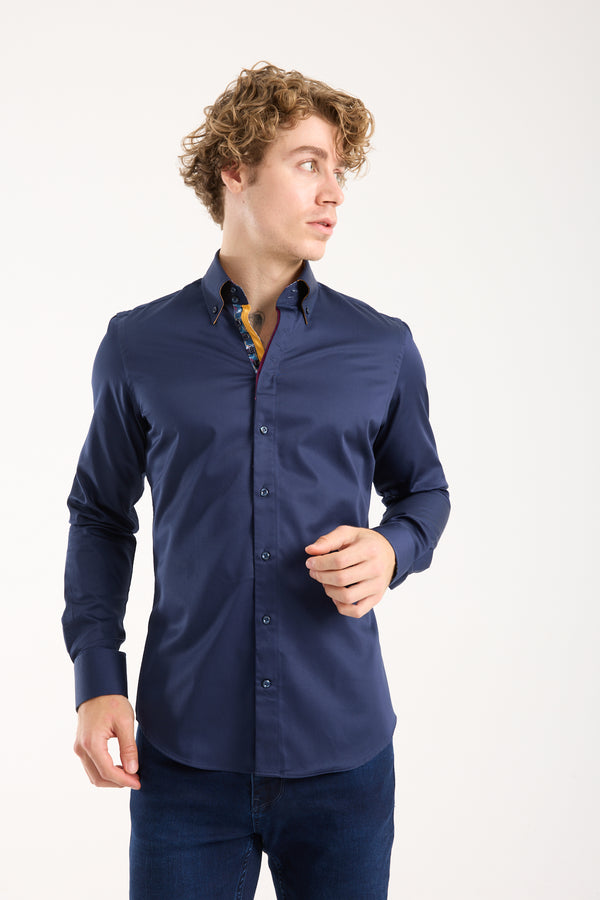 Roma Iconic Satin Man Shirt Blue