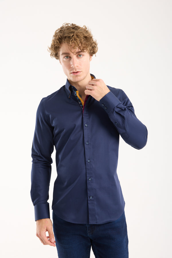 Roma Iconic Satin Man Shirt Blue