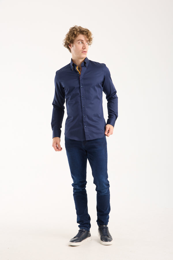 Roma Iconic Satin Man Shirt Blue